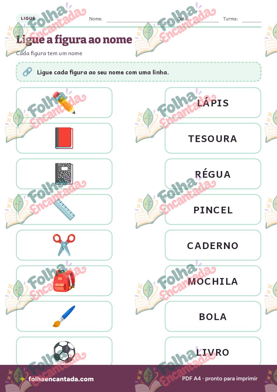 Prévia da página 3 de Ditado Ilustrado: Material Escolar e Brinquedos