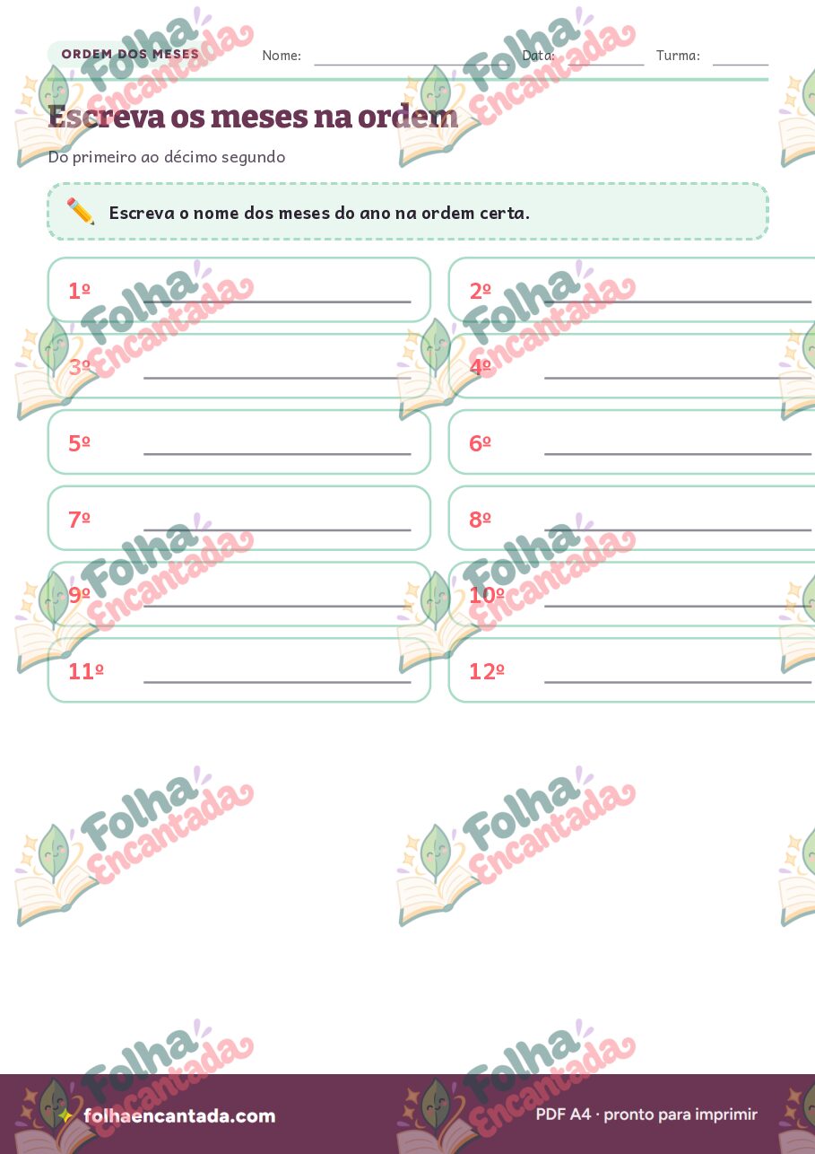 Prévia da página 3 de Meses, Dias da Semana e Estações do Ano