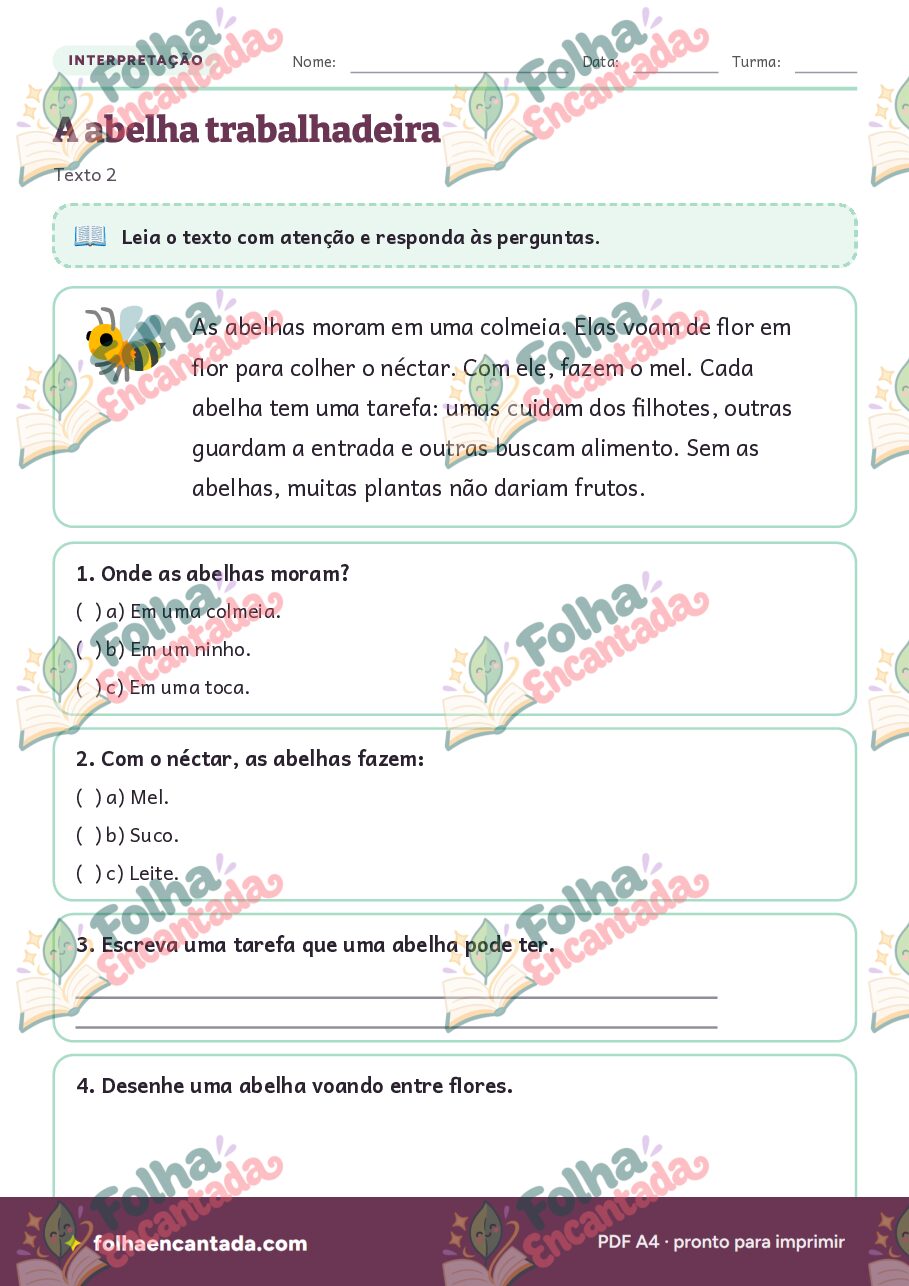 Prévia da página 3 de Interpretação de Texto: Bichos e Animais