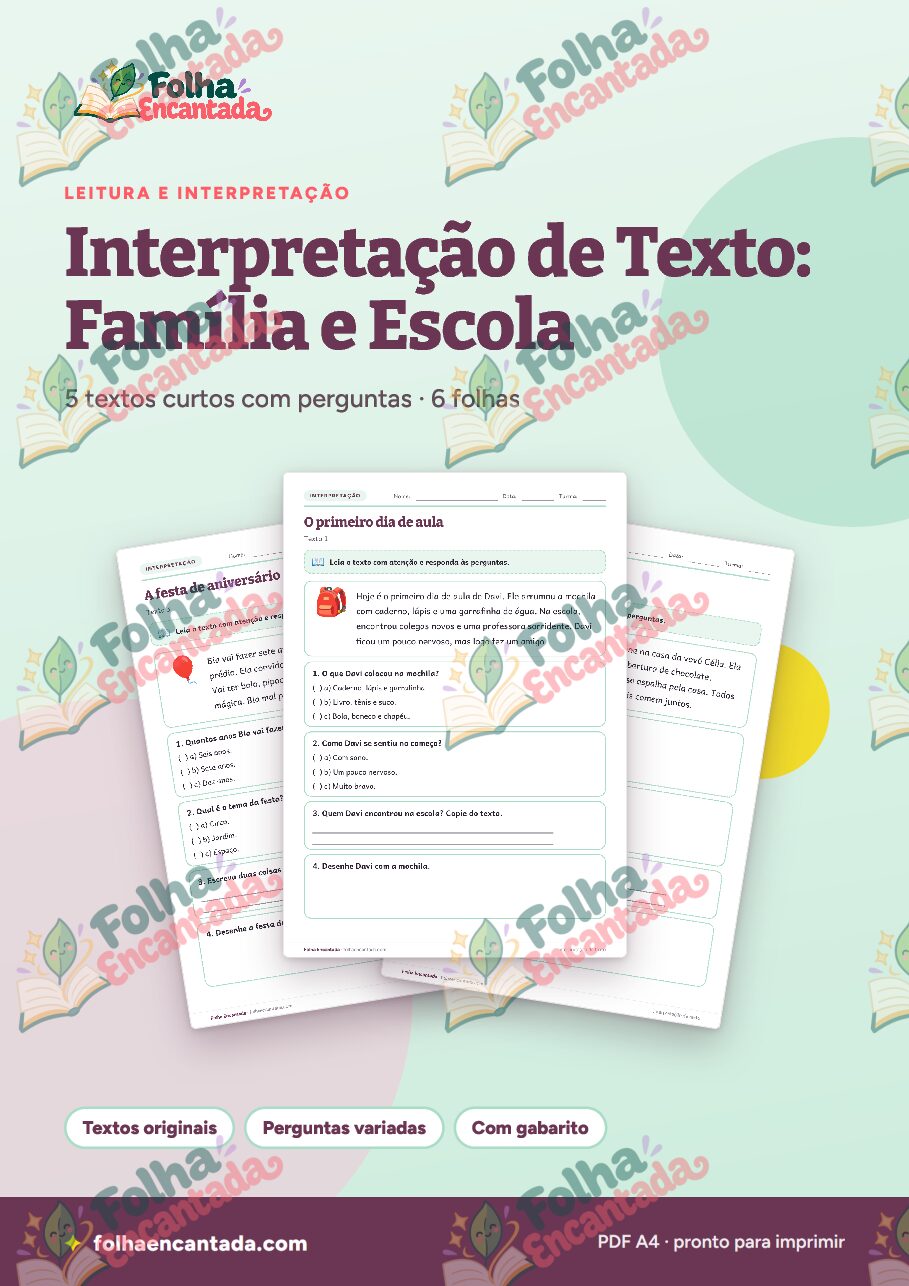 Prévia da página 1 de Interpretação de Texto: Família e Escola