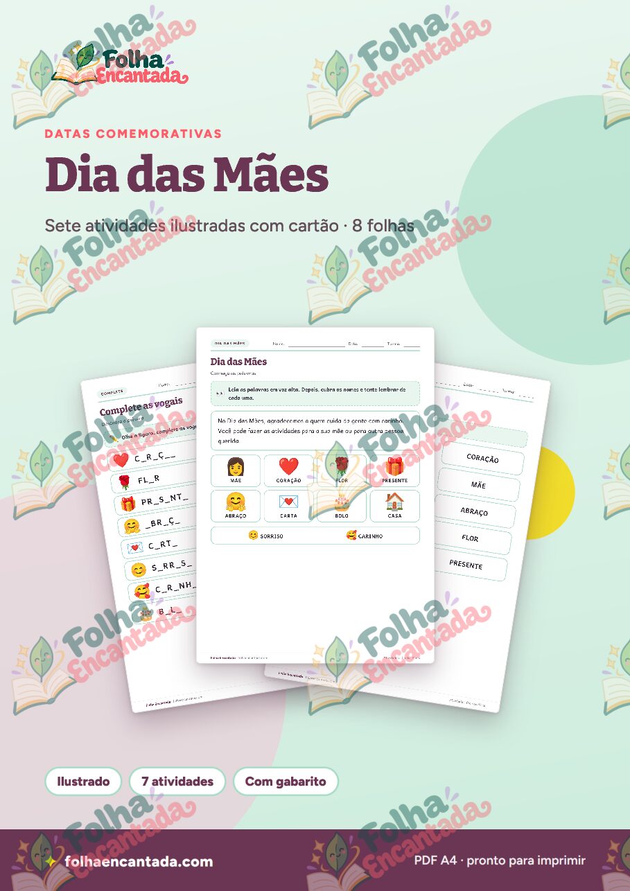 Prévia da página 1 de Dia das Mães: Atividades e Cartão