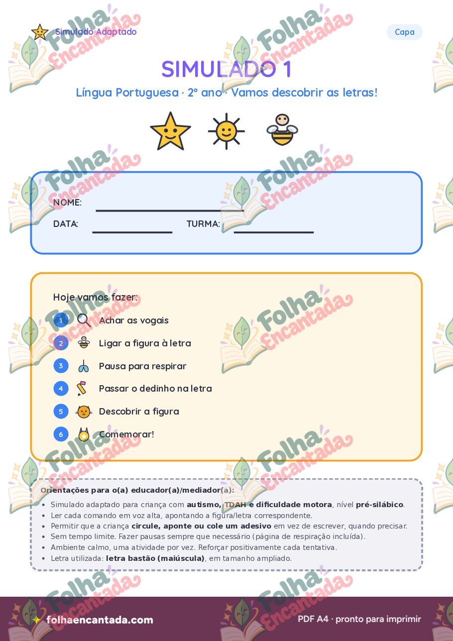 Prévia da página 3 de Combo Simulados Adaptados TEA e TDAH: Simulado 1 e 2