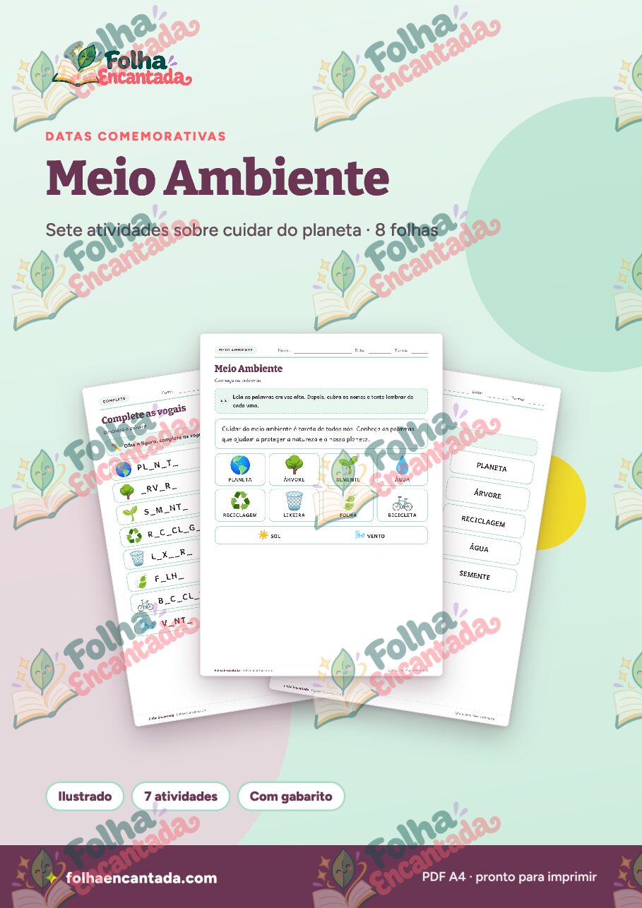 Prévia da página 1 de Meio Ambiente: Atividades de Vocabulário e Compromissos