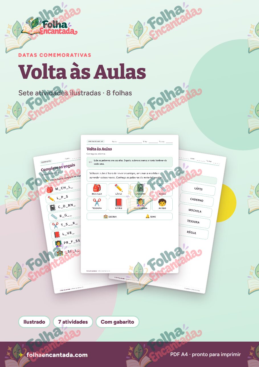 Prévia da página 1 de Volta às Aulas: Atividades de Vocabulário e Tudo Sobre Mim