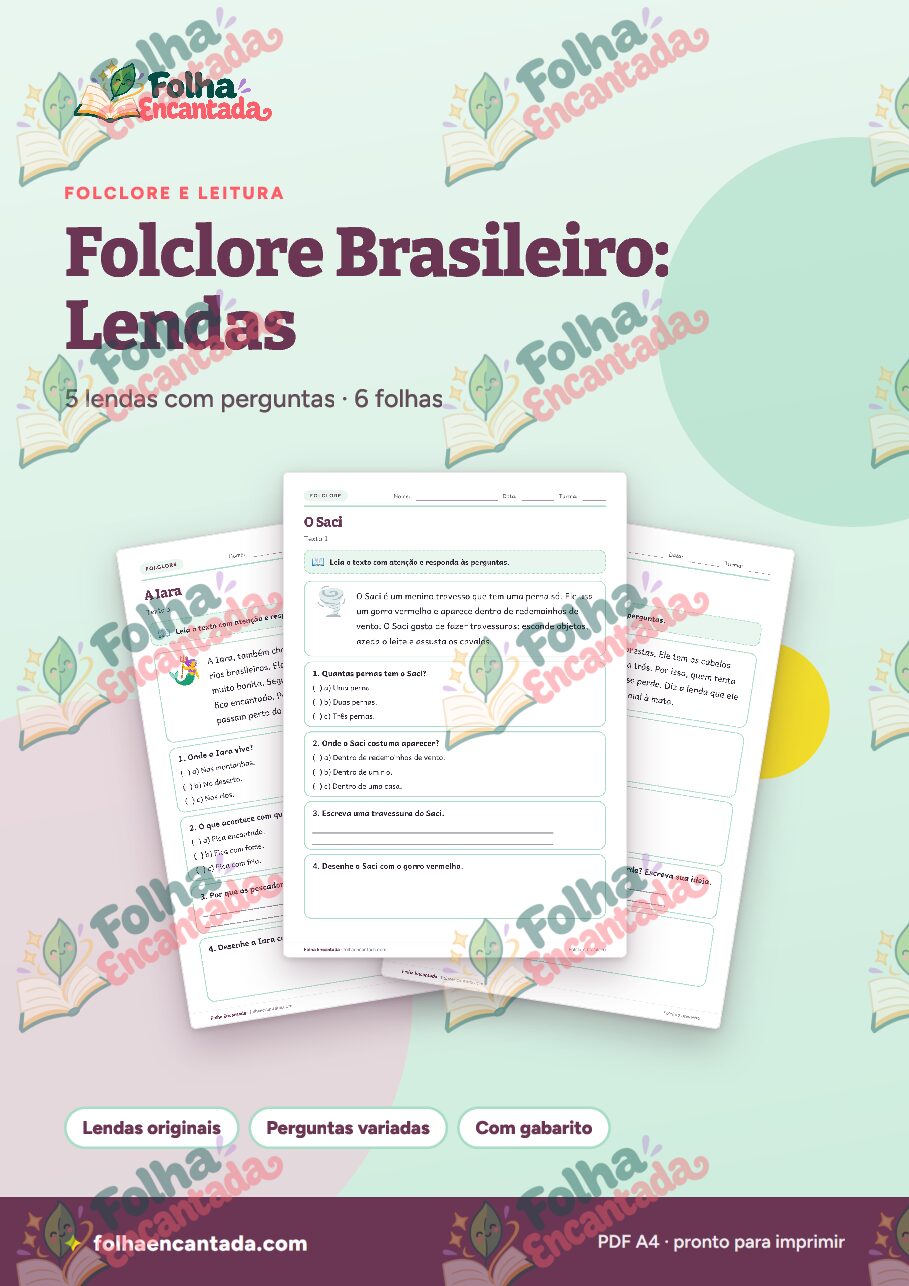 Prévia da página 1 de Folclore Brasileiro: Lendas e Interpretação de Texto