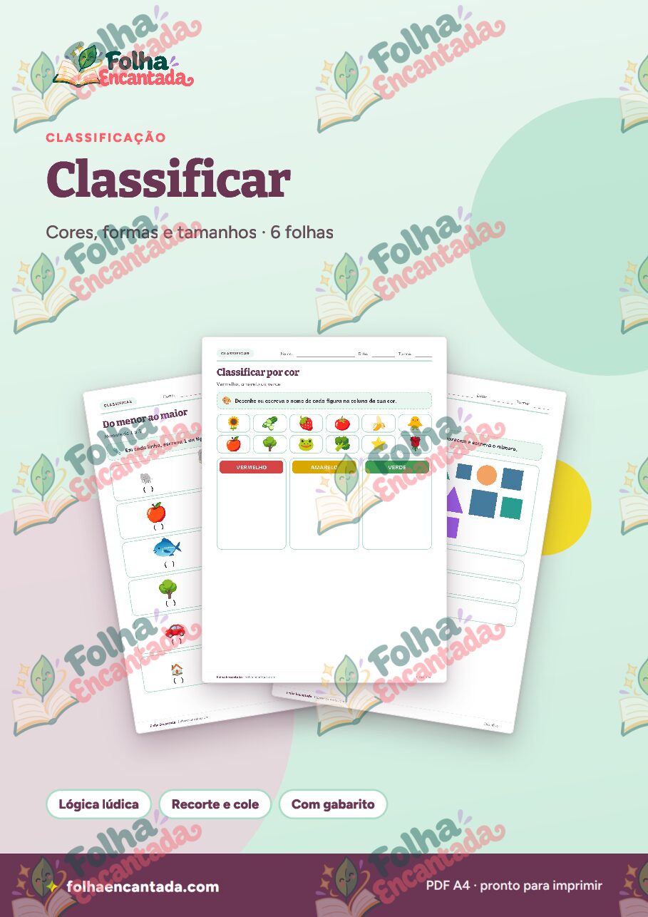 Prévia da página 1 de Classificar: Cores, Formas e Tamanhos