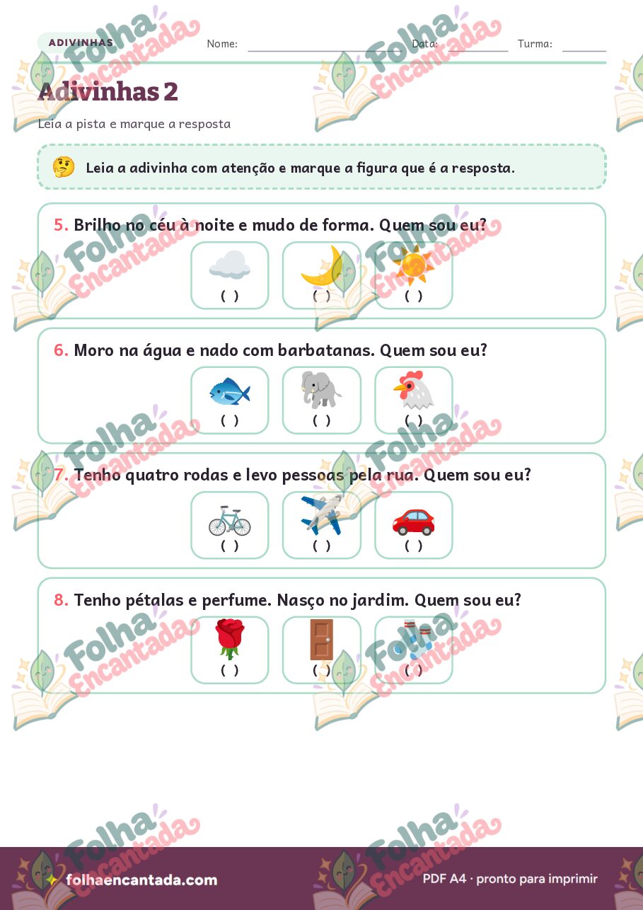 Prévia da página 3 de Adivinhas Ilustradas para Ler e Descobrir