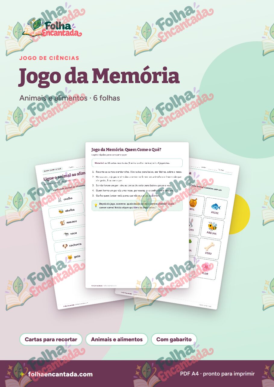 Prévia da página 1 de Jogo da Memória: Quem Come o Quê?
