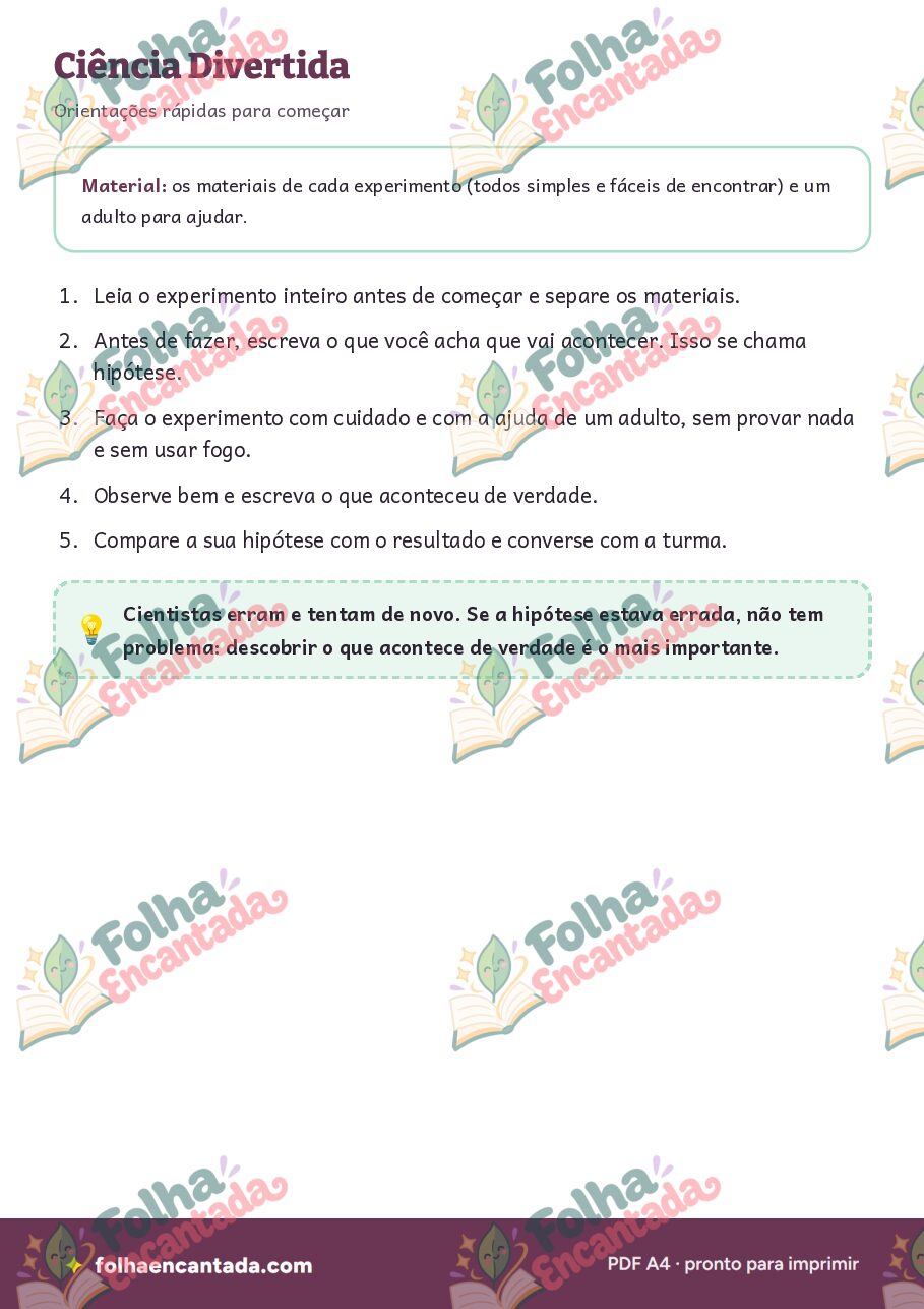 Prévia da página 2 de Ciência Divertida: 6 Experimentos Simples