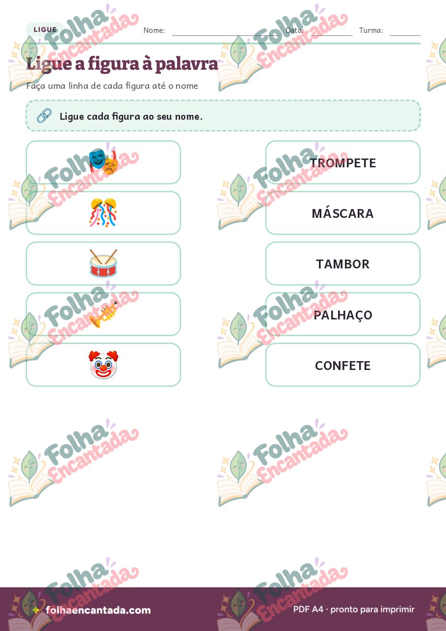 Prévia da página 3 de Carnaval: Atividades de Vocabulário e Máscara