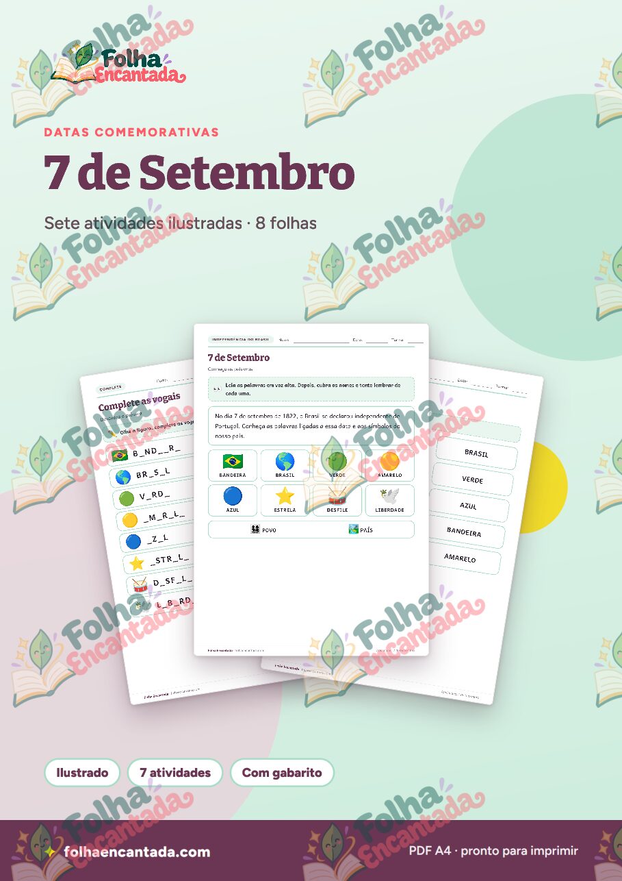 Prévia da página 1 de 7 de Setembro: Atividades e Bandeira do Brasil