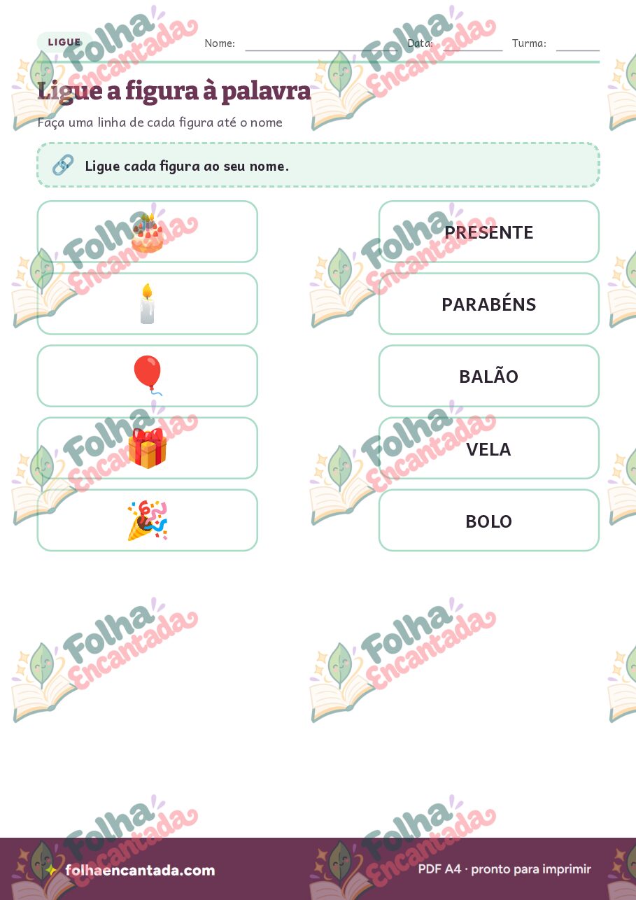 Prévia da página 3 de Aniversário: Atividades de Vocabulário e Convite