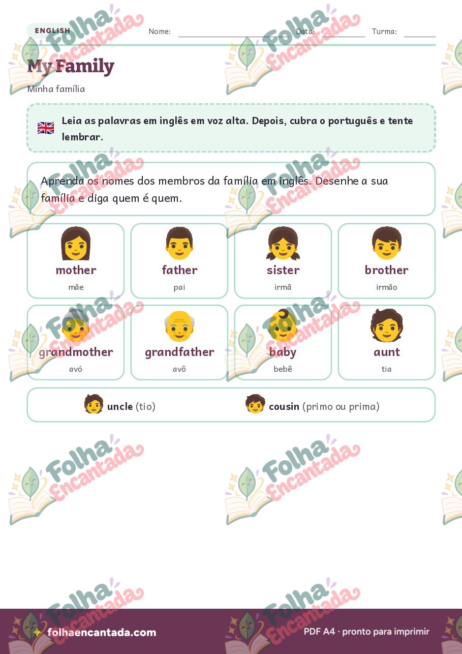 Prévia da página 2 de Inglês para Crianças: Família