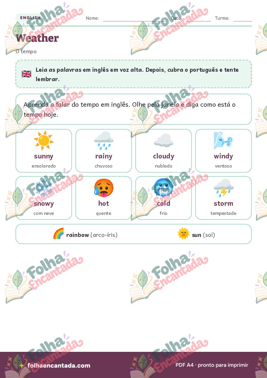 Prévia da página 2 de Inglês para Crianças: O Tempo