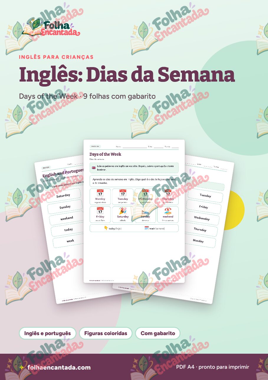 Prévia da página 1 de Inglês para Crianças: Dias da Semana