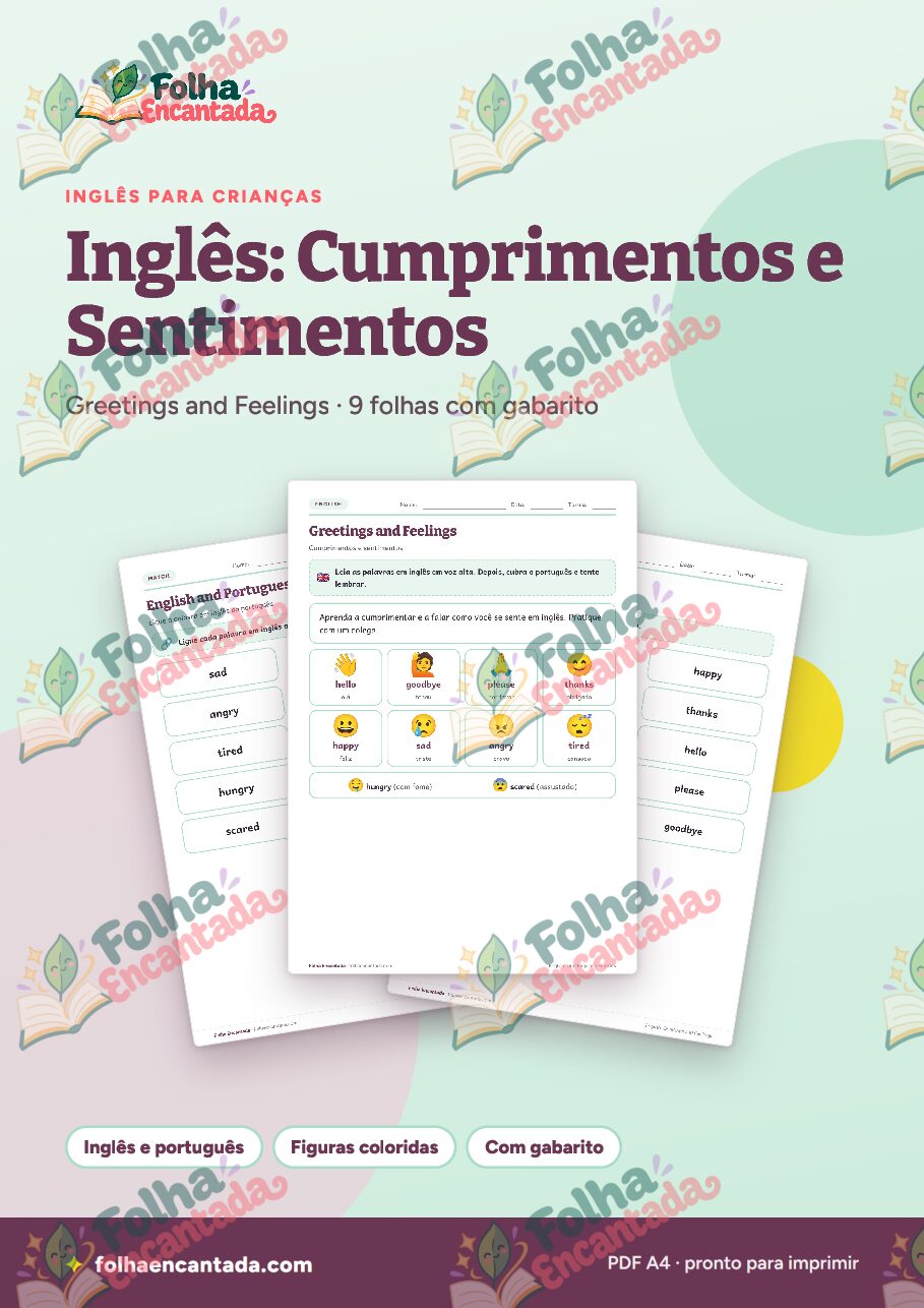 Prévia da página 1 de Inglês para Crianças: Cumprimentos e Sentimentos