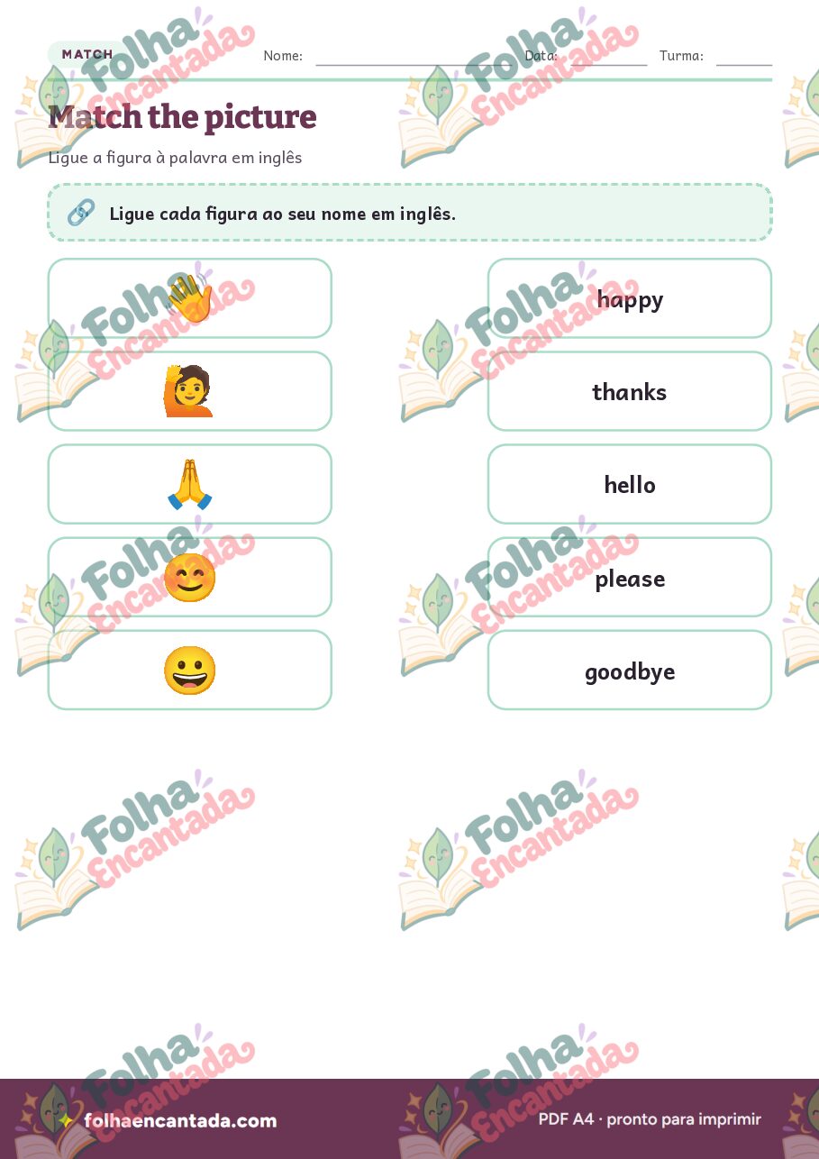 Prévia da página 3 de Inglês para Crianças: Cumprimentos e Sentimentos