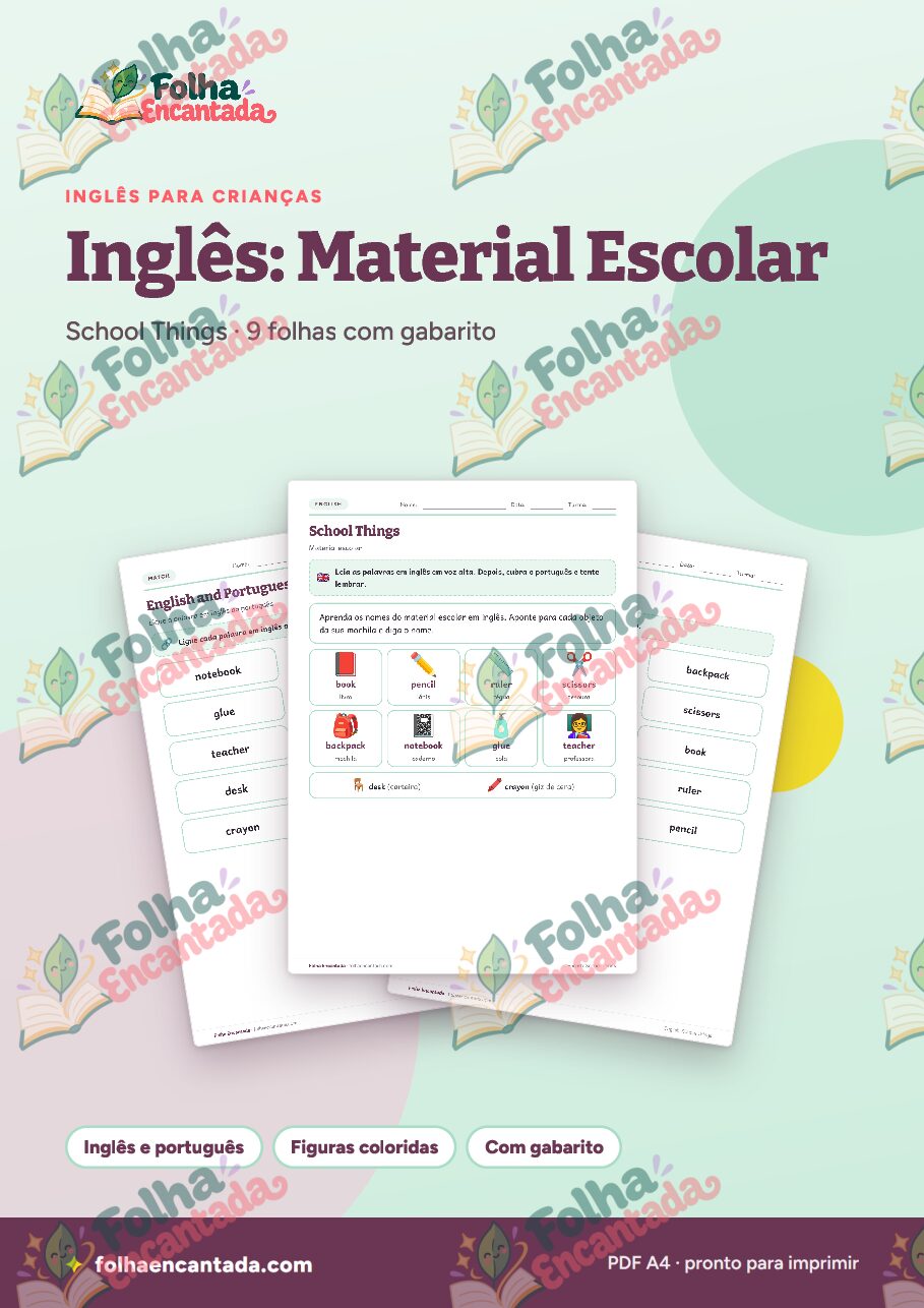 Prévia da página 1 de Inglês para Crianças: Material Escolar