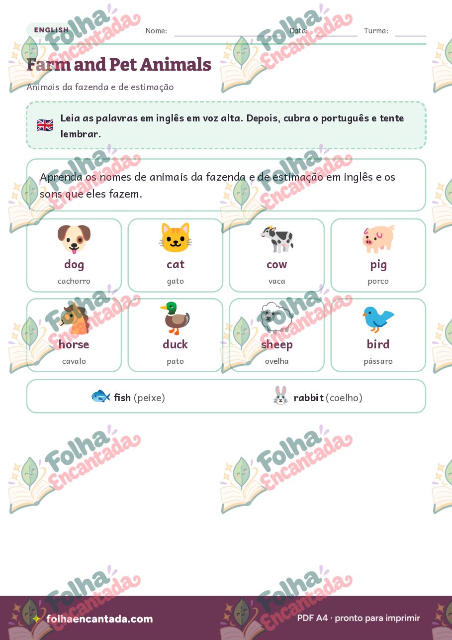 Prévia da página 2 de Inglês para Crianças: Animais de Estimação
