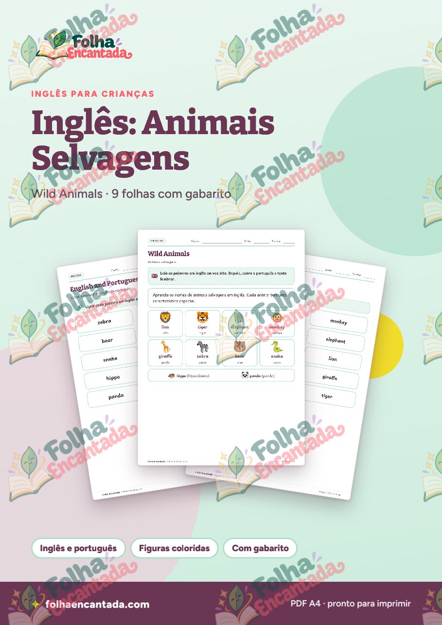Prévia da página 1 de Inglês para Crianças: Animais Selvagens