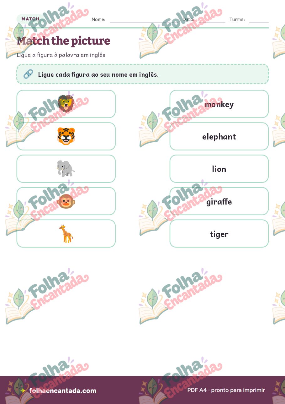 Prévia da página 3 de Inglês para Crianças: Animais Selvagens