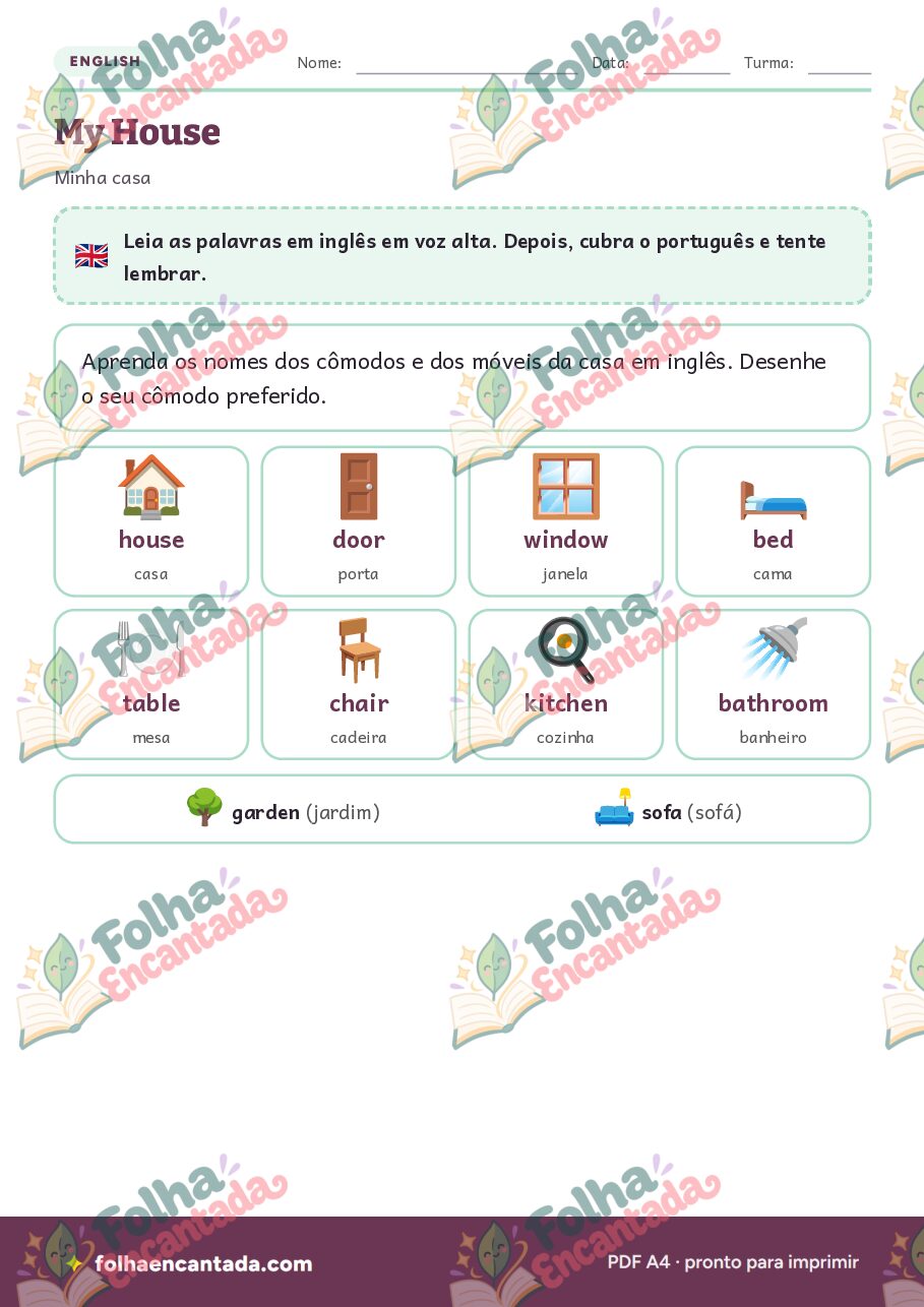 Prévia da página 2 de Inglês para Crianças: Minha Casa