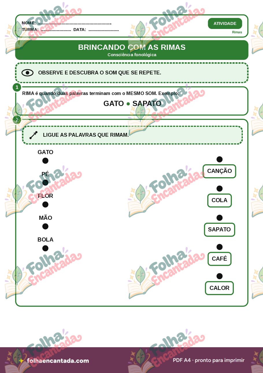Prévia da página 2 de Brincando com as Rimas: Consciência Fonológica