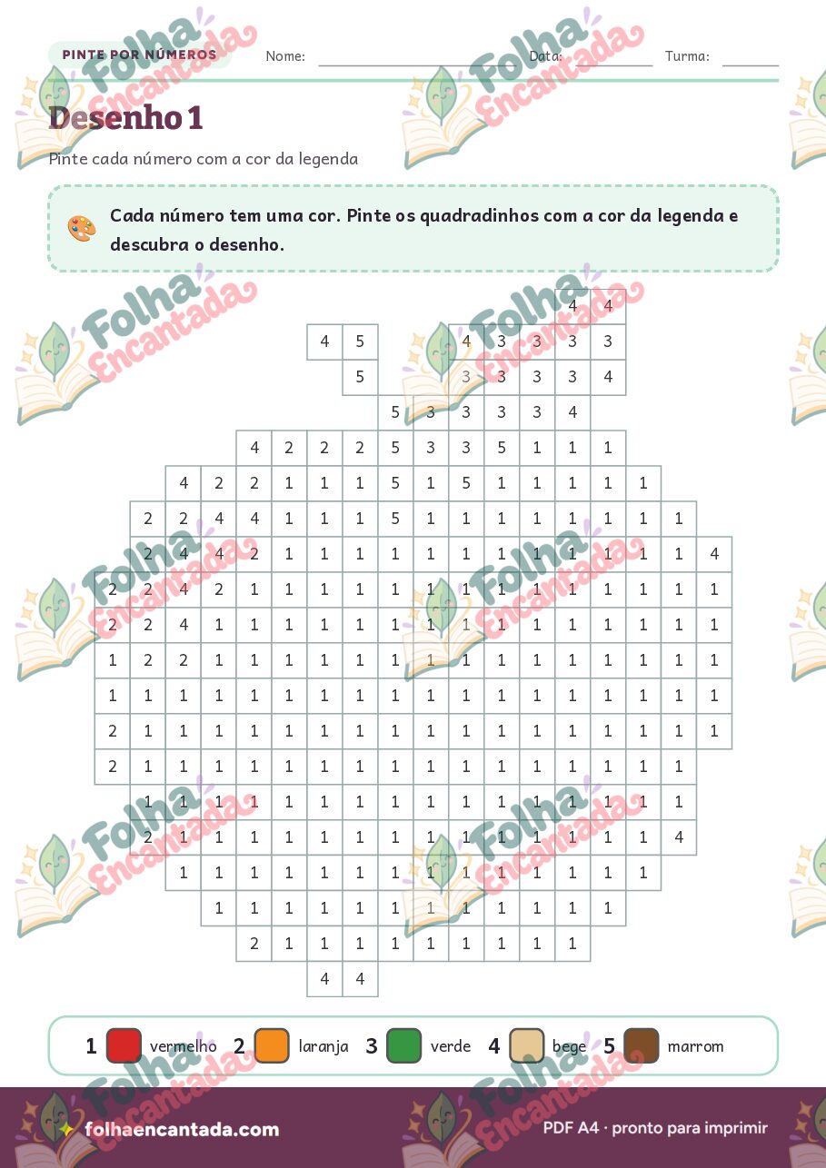Prévia da página 2 de Pinte por Números: Frutas