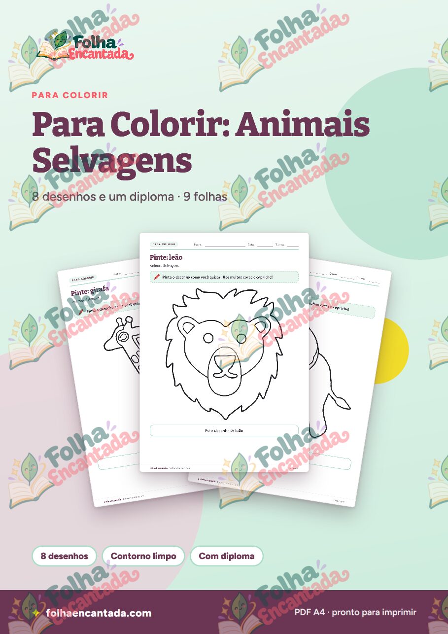 Prévia da página 1 de Desenhos para Colorir: Animais Selvagens