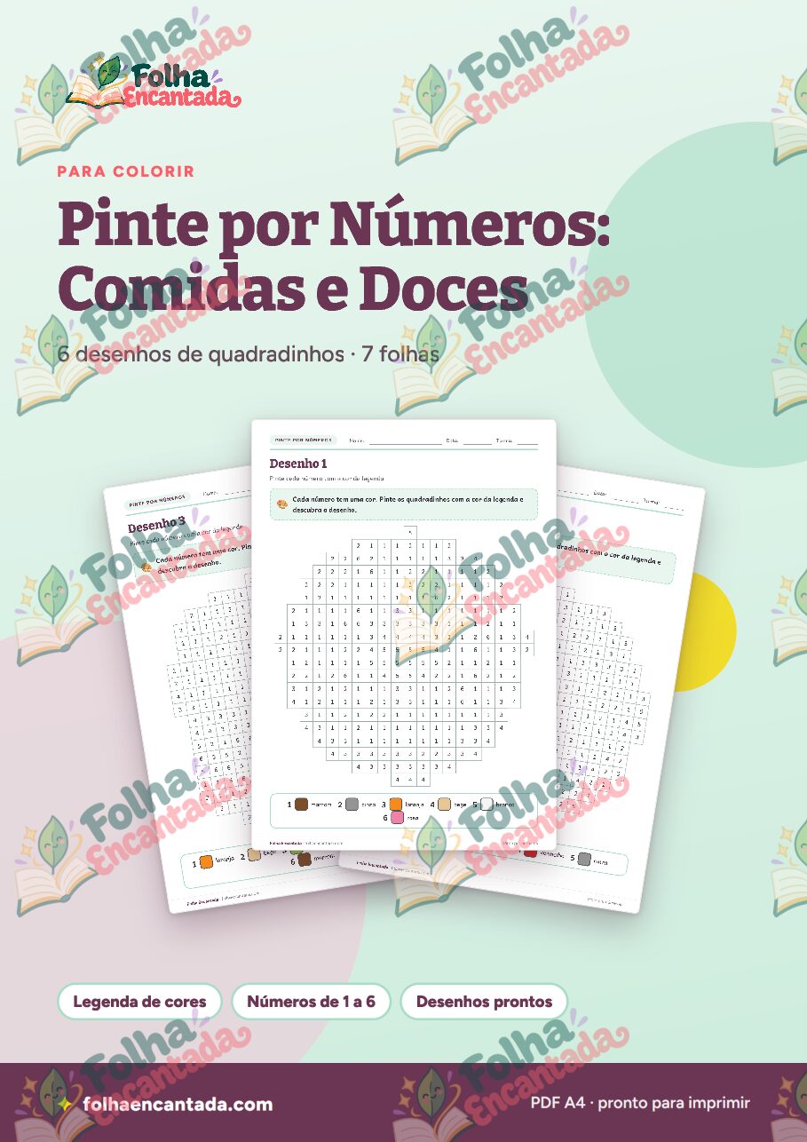 Prévia da página 1 de Pinte por Números: Comidas e Doces