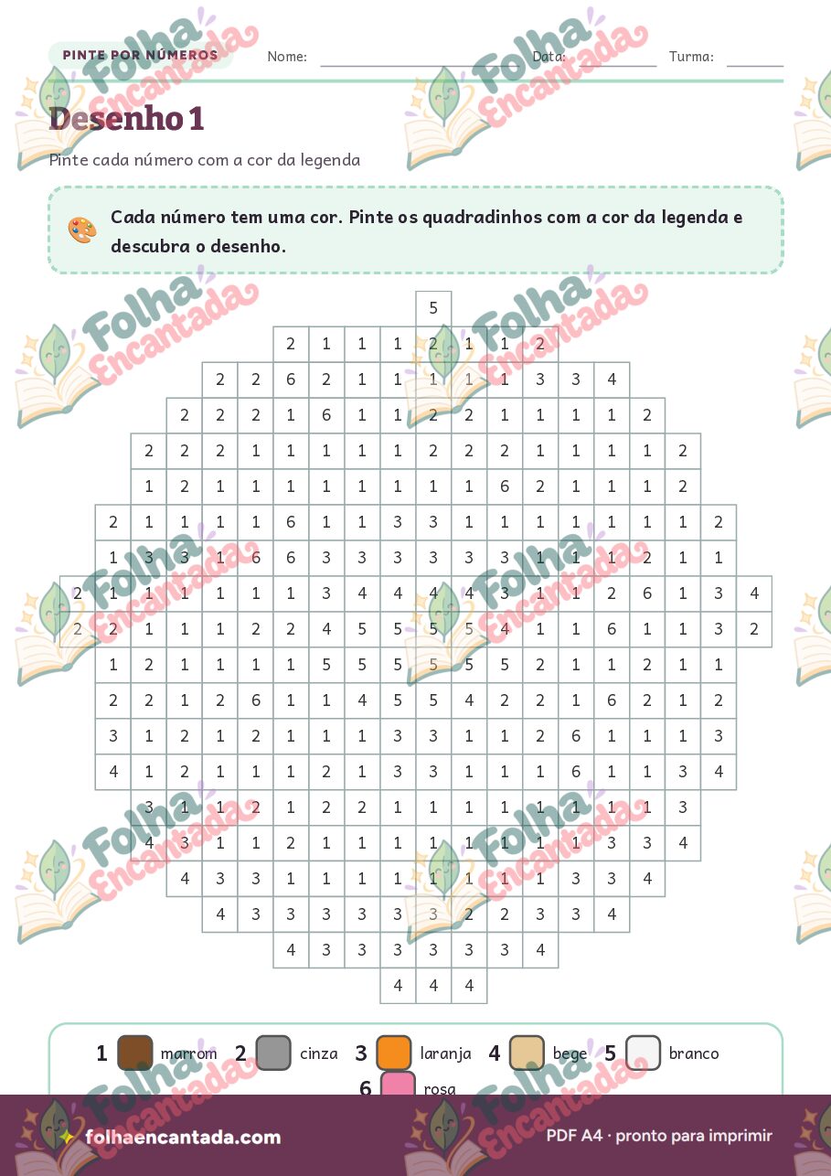 Prévia da página 2 de Pinte por Números: Comidas e Doces