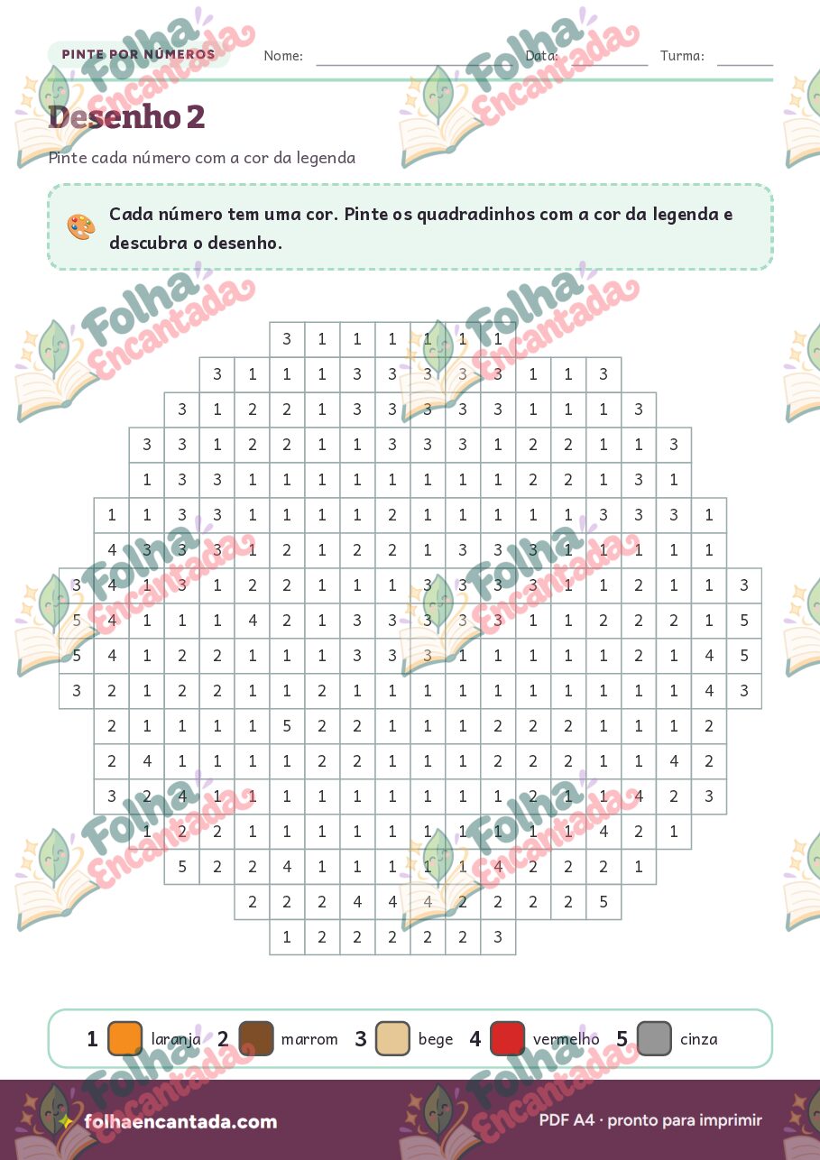 Prévia da página 3 de Pinte por Números: Comidas e Doces