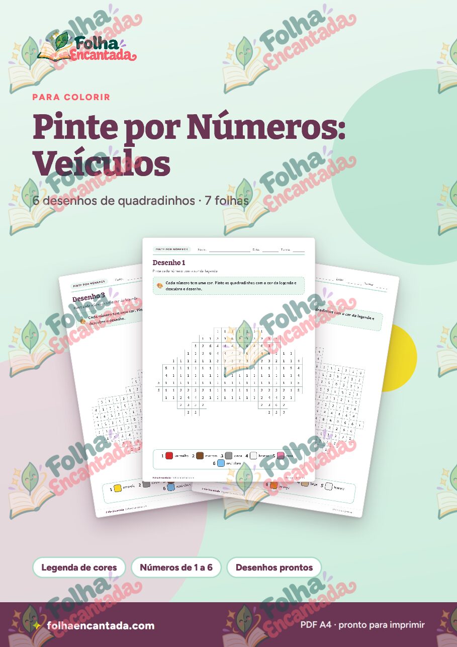 Prévia da página 1 de Pinte por Números: Veículos