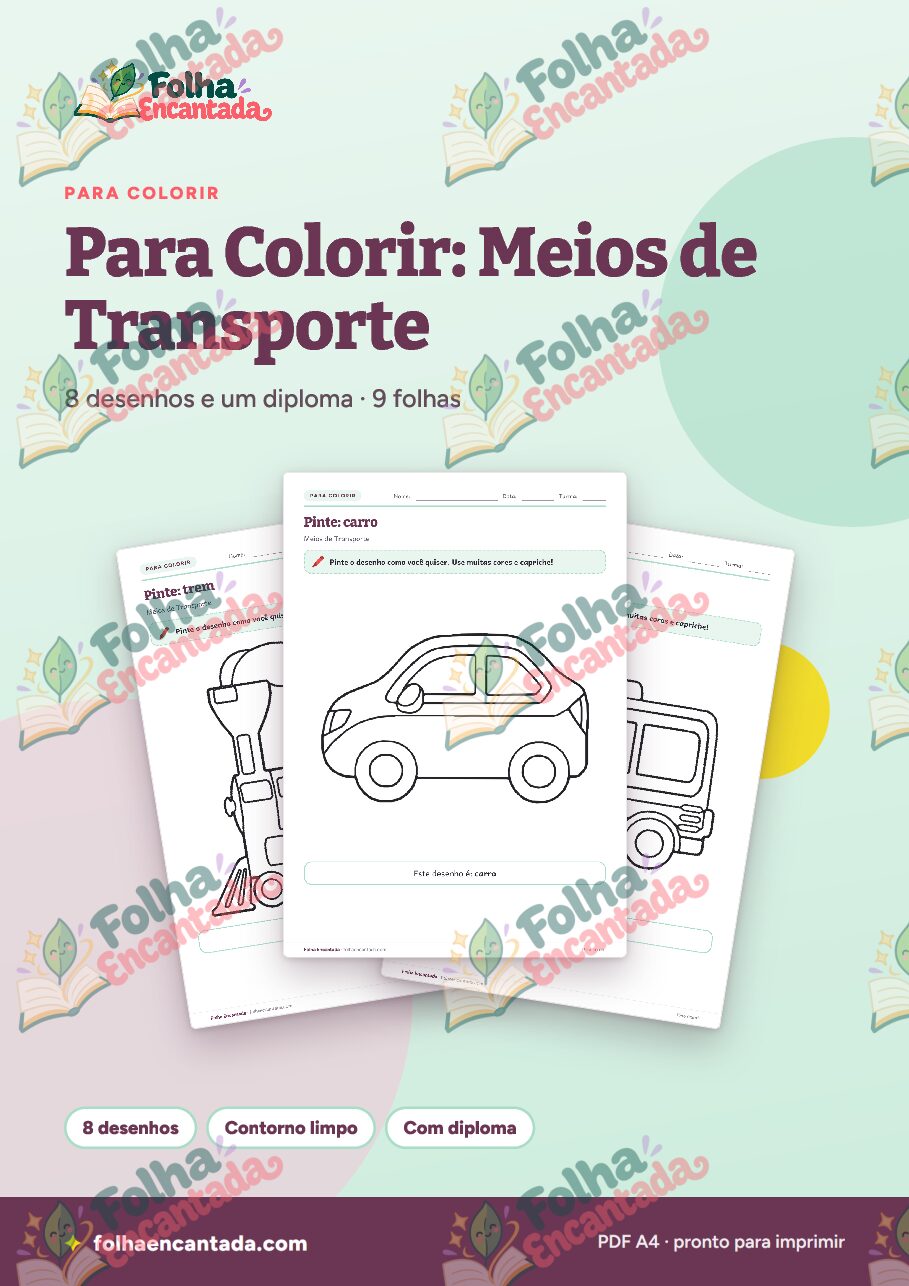 Prévia da página 1 de Desenhos para Colorir: Meios de Transporte