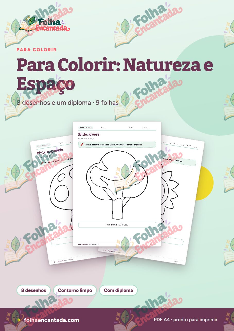 Prévia da página 1 de Desenhos para Colorir: Natureza e Espaço