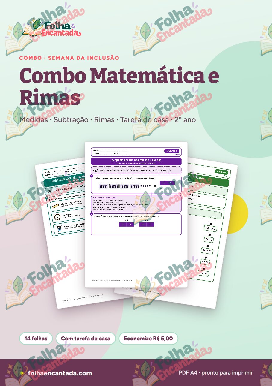 Prévia da página 1 de Combo Matemática e Rimas: Kit Semana da Inclusão 2º Ano