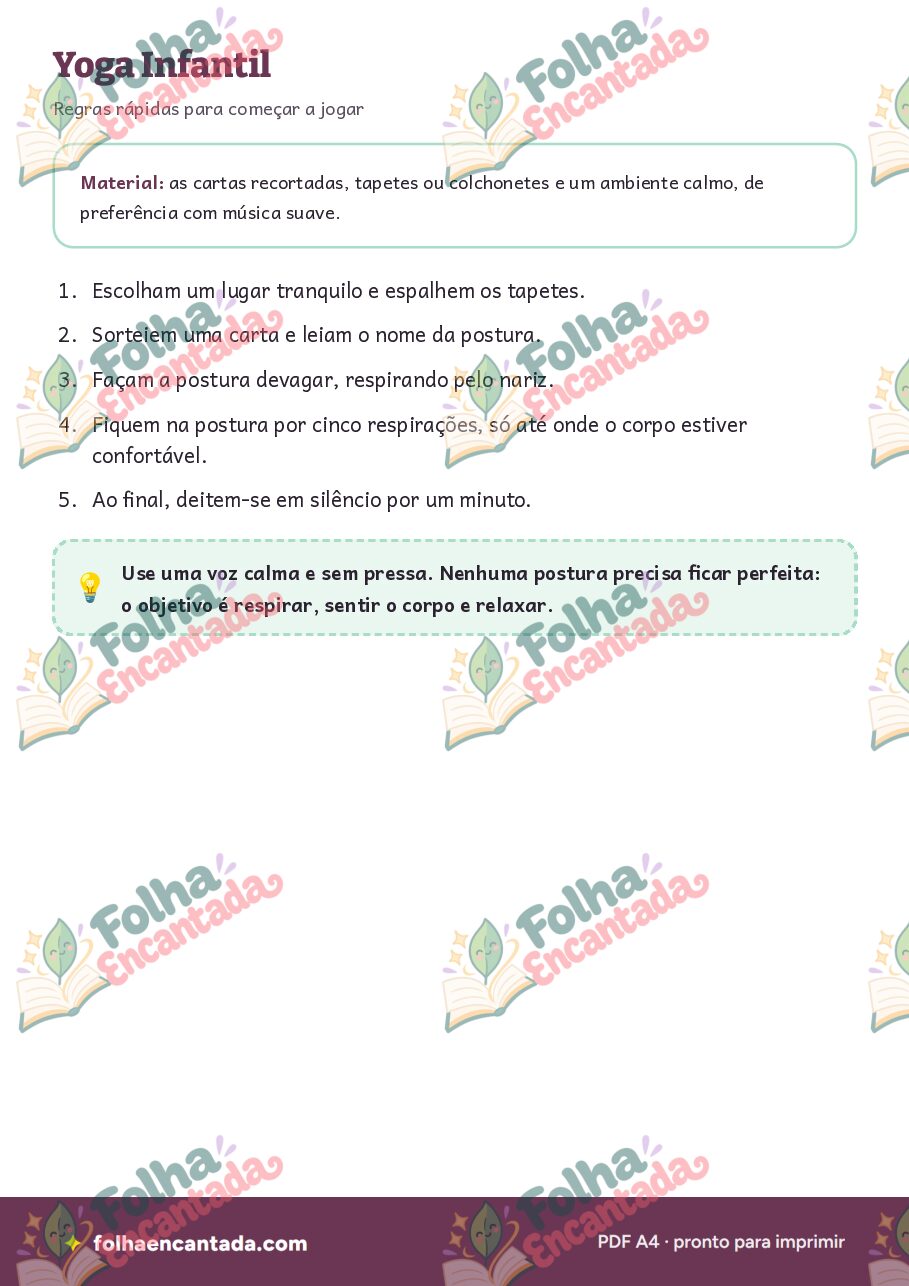 Prévia da página 2 de Yoga Infantil: Posturas com Nomes de Bichos