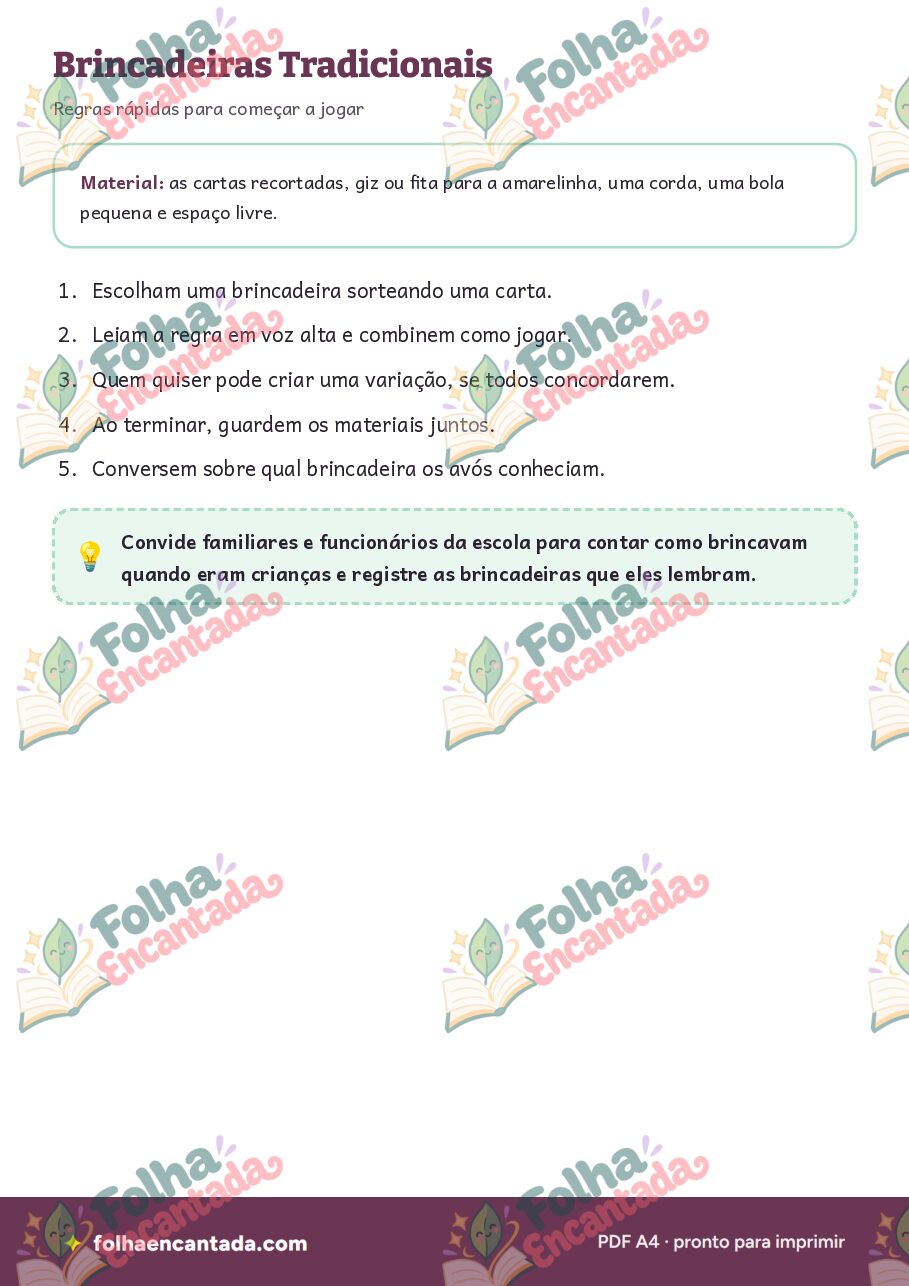 Prévia da página 2 de Brincadeiras Tradicionais: Amarelinha, Corda e Pega-pega