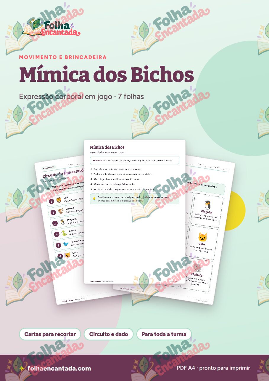 Prévia da página 1 de Mímica dos Bichos: Imite e Adivinhe