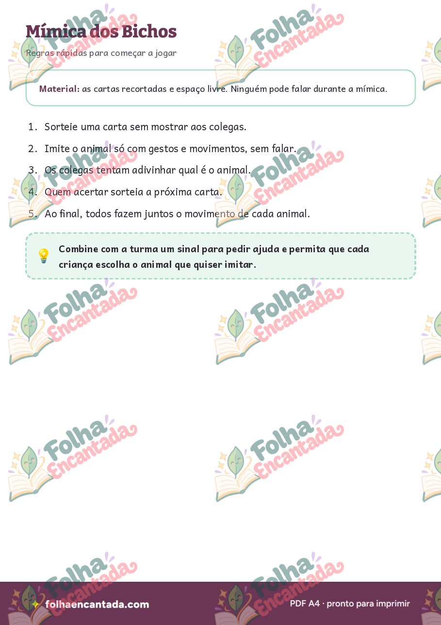 Prévia da página 2 de Mímica dos Bichos: Imite e Adivinhe