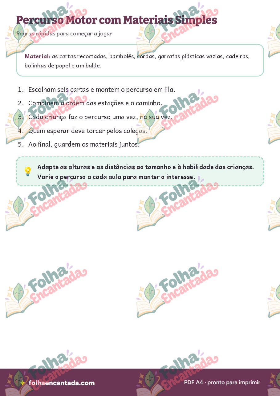 Prévia da página 2 de Percurso Motor com Materiais Simples