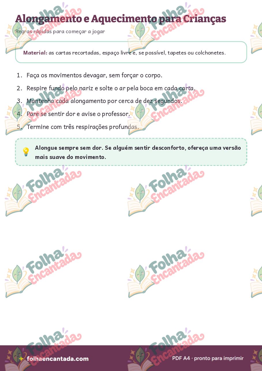 Prévia da página 2 de Alongamento e Aquecimento para Crianças