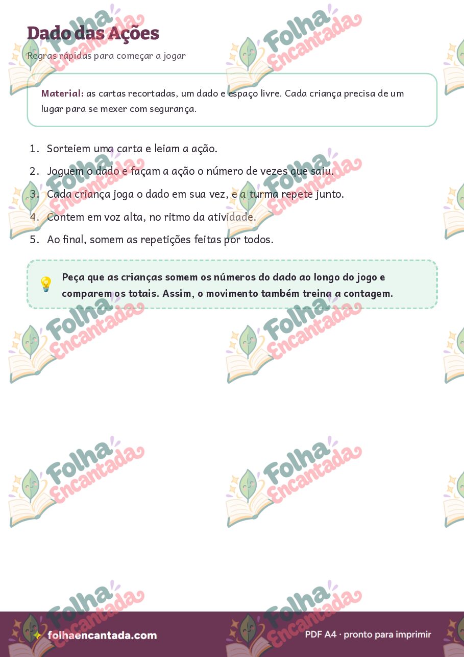 Prévia da página 2 de Dado das Ações: Movimentos e Contagem