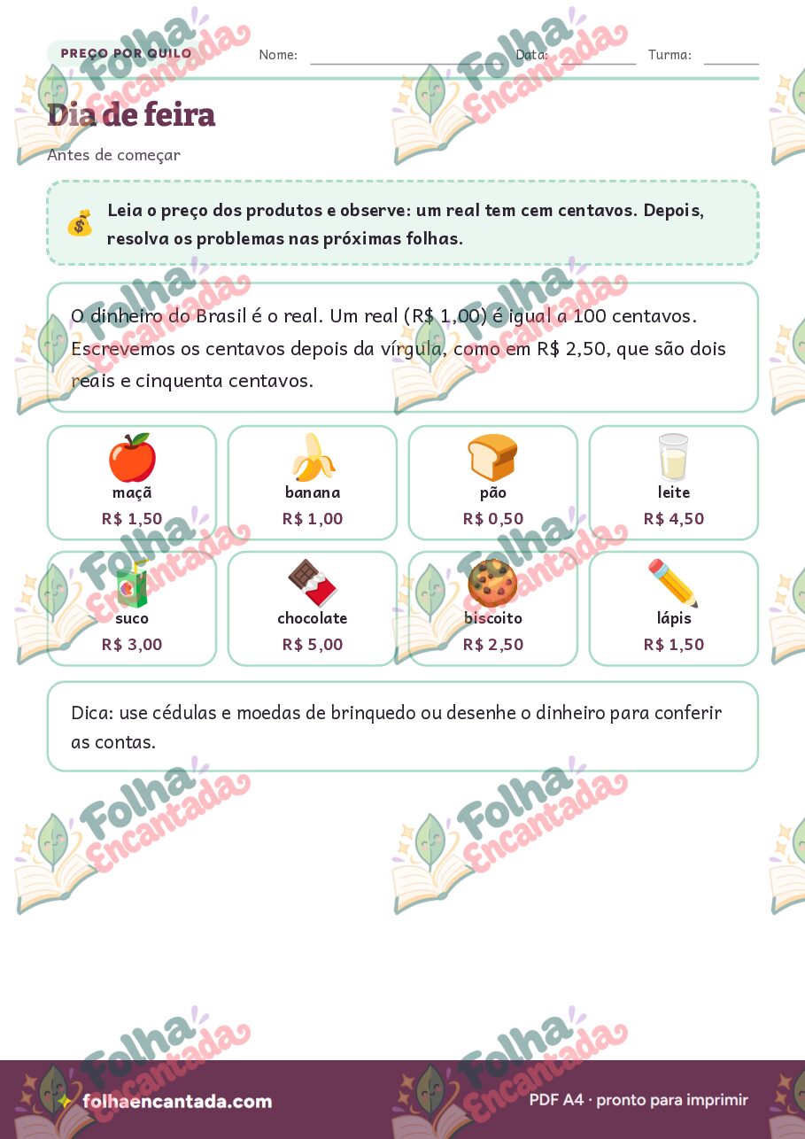 Prévia da página 2 de Dia de Feira: Preço por Quilo