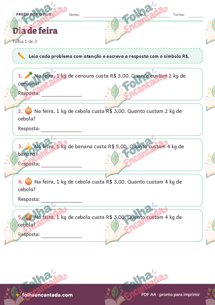Prévia da página 3 de Dia de Feira: Preço por Quilo