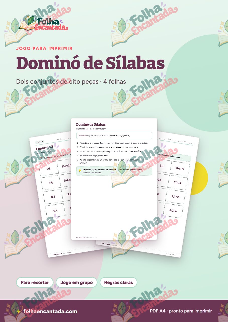Prévia da página 1 de Dominó de Sílabas: Sílaba e Palavra