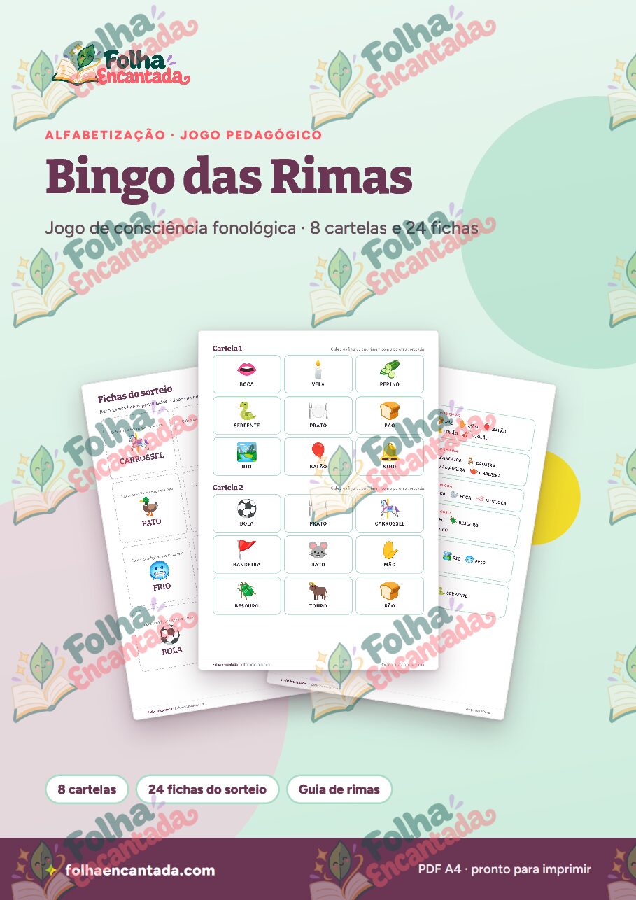 Prévia da página 1 de Bingo das Rimas para Alfabetização