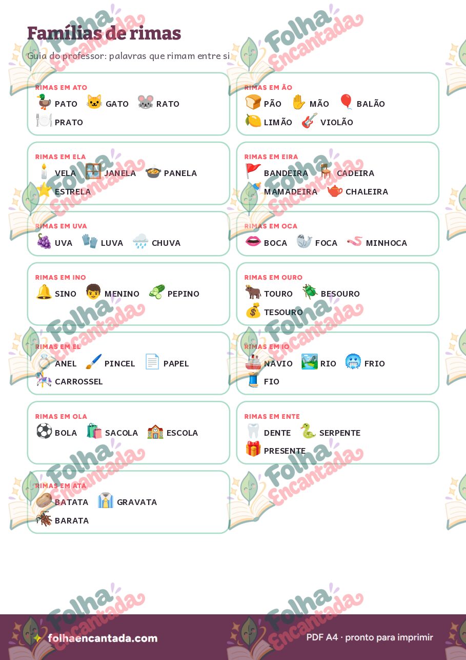 Prévia da página 3 de Bingo das Rimas para Alfabetização