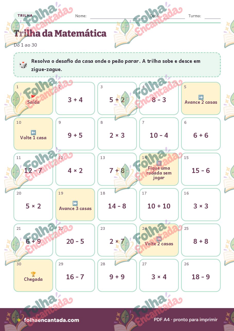 Prévia da página 3 de Trilha da Matemática: Jogo de Tabuleiro