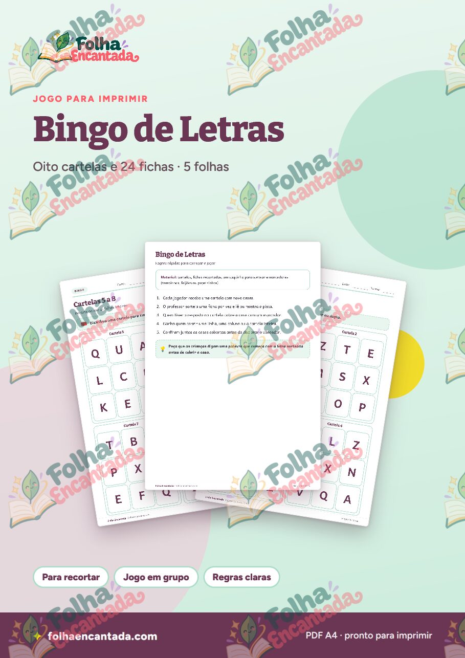 Prévia da página 1 de Bingo de Letras: Alfabeto em Jogo